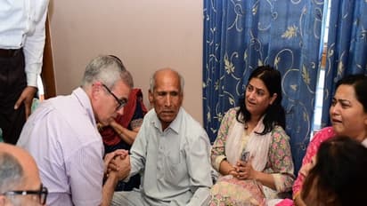 CM Omar Abdullah meets J-K Administration officer Raj Kumar Thapa’s family (Photo/ @CM_JnK)