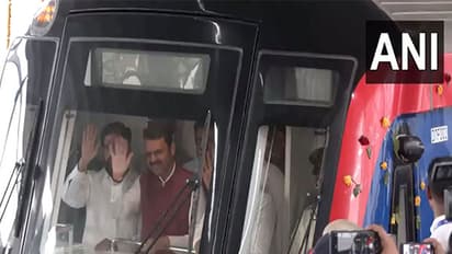 Maharashtra CM Devendra Fadnavis along with Dy CM Eknath Shinde and Ajit Pawar conduct technical inspection of metro route nine (Photo/ANI)