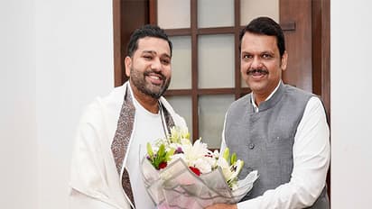 Rohit Sharma with Devendra Fadnavis. (Photo: @Dev_Fadnavis)