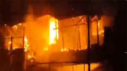 Fire breaks out in several shops in Maharashtra's Washim (Photo/ANI)