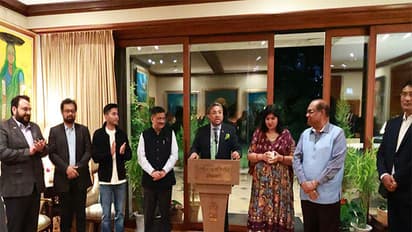 Indian Envoy to Japan Sibi George with the All-Party Delegation (Image: X@IndianEmbTokyo)