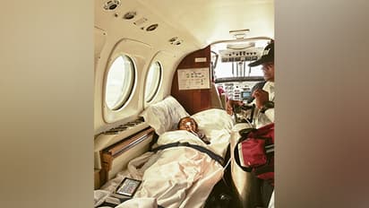 Girl being airlifted to Delhi via PM Sri Air Ambulance (Photo / Minister Sarang office)