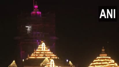 Shri Ram Janmbhoomi temple in Ayodhya was illuminated with vibrant and decorative lights (Photo/ANI)