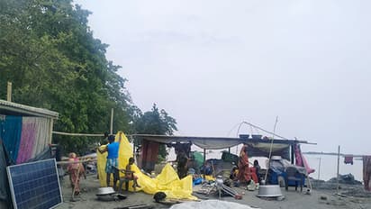 Flood-affected families take shelter on the highlands in Assam’s Morigaon district (Photo/ANI)