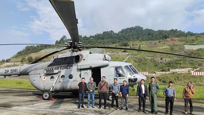 First chopper sortie of day flies out of Pakyong Greenfield Airport towards Chaten (Photo/Sikkim IPR)