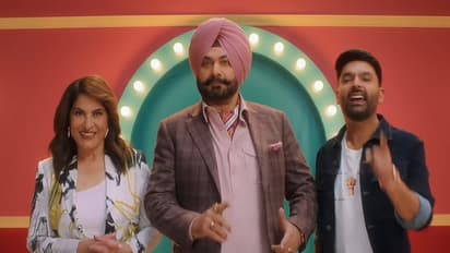 Archana Puran Singh, Navjot Singh Sidhu and Kapil Sharma (Image source: Netflix India)