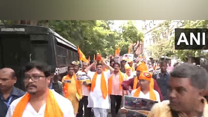 BJP leaders protest outside West Bengal assembly (Photo/ANI) 