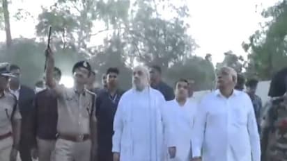 Union Home Minister Shah arrives at Ahmedabad plane crash site. (Photo/ANI)
