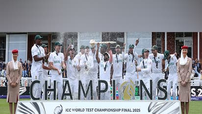 South African team posing with WTC mace (Photo- ICC website)