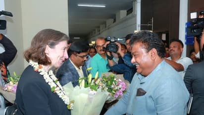 British High Commissioner to India, Lindy Cameron visits KSLD ltd (Photo/ ANI)