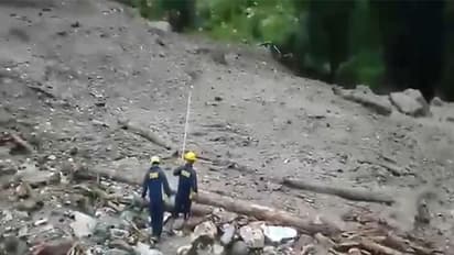 The construction site damaged due to cloud burst in Uttarkashi's Silai Band on Barkot-Yamunotri Marg. (Photo/ANI)