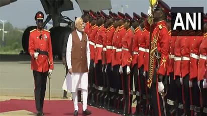 PM Modi arrives in Ghana (Photo/ANI)