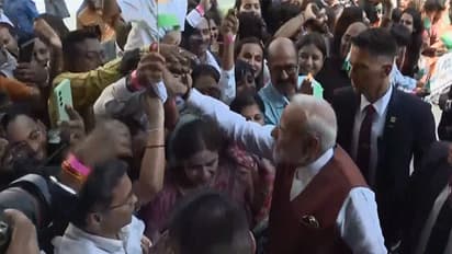 PM Modi receives warm welcome from members of Indian diaspora (Photo/ANI)