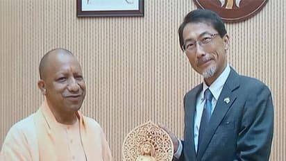  Uttar Pradesh Chief Minister Yogi Adityanath with Ambassador of Japan to India, ONO Keiichi (Photo/ANI)