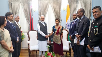 PM Narendra Modi with his Trinidad and Tobago counterpart Kamla Persad-Bissessar (Photo/X@MEAIndia)