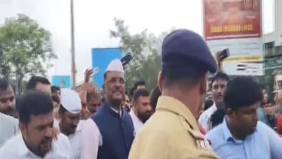 Maharashtra Minister Pratap Baburao Sarnaik at protest site (Photo/ANI)