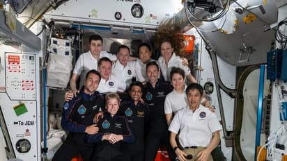 The Axiom Mission 4 and Expedition 73 crews join together for a group portrait inside the International Space Station’s Harmony module. (Photo/NASA)