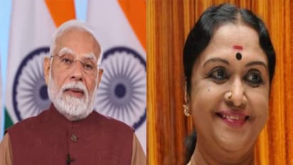 Prime Minister Narendra Modi (L) and B Sarojadevi (R) (Photo: ANI and X/ @RAshokaBJP)