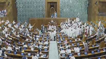 Ruckus in Lok Sabha as Opposition MPs resort to sloganeering. (Photo credit/Sansad TV)