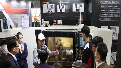 Visitors to the Taipei International Machine Tool Show listen to a product presentation (Image: X@Focus_Taiwan)