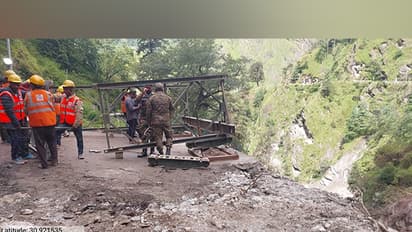 Valley Bridge construction speeds up on Gangotri Highway amid restoration works(Photo/Uttarakhand Police)