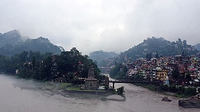A general view of flooded river Beas during heavy rains in Himachal's Mandi. (File Photo/ANI)