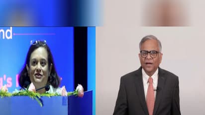 Debjani Ghosh, Distinguished Fellow, NITI Aayog (Left) and N. Chandrasekaran, Chairman, Tata Sons (Right) (Photo/Niti Aayog) 