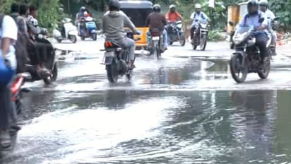 Waterlogging near railway underbridge at near Kachiguda area in Hyderabad. (Photo/ANI)
