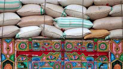 Wheat sacks loaded on a truck in Pakistan amid movement restrictions causing flour shortages in other provinces (File Photo/Reuters)