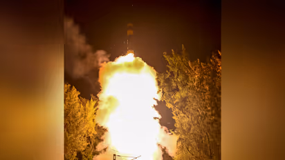 Launch of Intermediate Range Agni-Prime Missile from a Rail based Mobile launcher system. (Photo/@rajnathsingh)