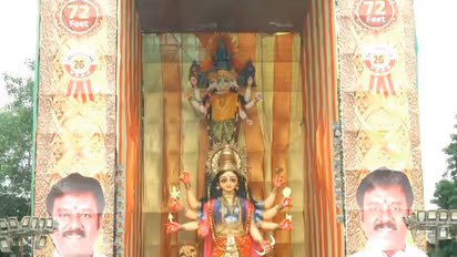 72-feet eco-friendly Durga idol erected in Hyderabad (Photo/ANI)