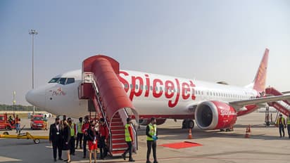 A SpiceJet aircraft at Indira Gandhi International Airport, in New Delhi. (File Photo/ANI)