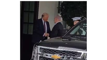 US President Donald Trump with Israeli Prime Minister Benjamin Netanyahu at the White House (Photo/ANI)