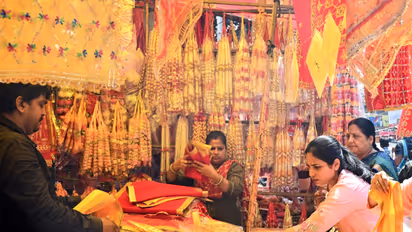 Women buying festival decorative items (File Photo/ANI)
