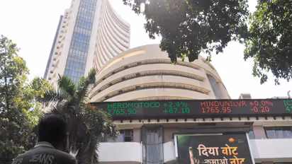 People look at the screen on BSE building. (File Photo/ANI)