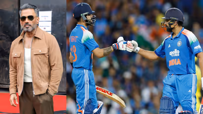 Suniel Shetty (Photo: ANI) and Virat-Rohit partnership (Photo: BCCI) 