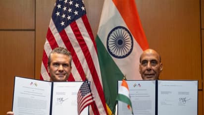 Defence Minister Rajnath Singh and US Secretary of War Pete Hegseth