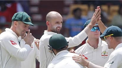 ನೇಥನ್ ಲಯಾನ್ ದಾಳಿಗೆ ಕುಸಿದ ಭಾರತ : ಮೊದಲ ಇನ್ನಿಂಗ್ಸ್'ನಲ್ಲಿ 189 ರನ್'ಗಳಿಗೆ ಆಲ್'ಔಟ್