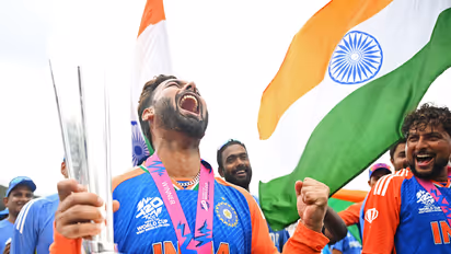 Rishabh Pant celebrating India's T20 WC 2024 win (Photo: ANI)