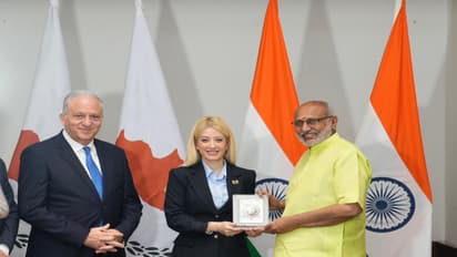 Vice President CP Radhakrishnan with Cyprus delegaytion (Photo: X@VPIndia)