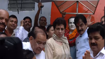 Congress leaders KC Venugopal and Kumari Selja (Photo/ANI)