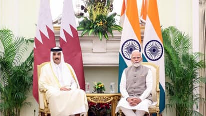 PM Narendra Modi with Sheikh Tamim Bin Hamad Al Thani, Amir of Qatar (File photo/ANI)