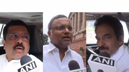 Congress MPs Syed Naseer Hussain, Karti P Chidambaram, and KC Venugopal (Photo/ANI)