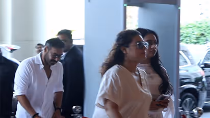 Ajay Devgn, Kajol, Nysa (Image source: ANI)