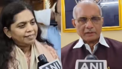 BJP Rajya Sabha biennial election 2026 candidates Shruti Gangwar (L) and Uttar Pradesh Minister Dharmpal Singh (R) (File Photo/ANI)