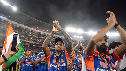 Indian team celebrate T20 WC final win (Photo: ANI)