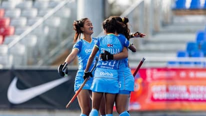 Indian women’s hockey team players celebrating (Photo: Hockey India)