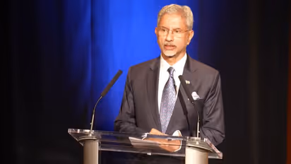 External Affairs Minister S Jaishankar speaks during an event organised by the Asia Society in New York. (Photo/ANI)