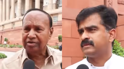 DMK MP TR Baalu and MDMK MP Durai Vaiko (Photo/ANI)