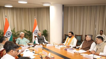 Union Finance Minister Nirmala Sitharaman with Chief Minister Samrat Chaudhary, accompanied by Deputy Chief Minister Vijay Kumar Chaudhary and Rajya Sabha MP Sanjay Kumar Jha (Photo/BiharCMO)